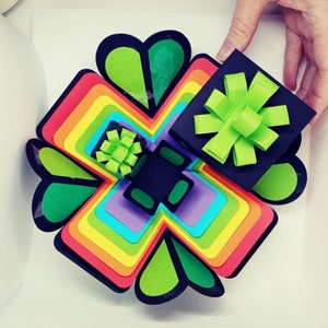 SVG exploding box, Shamrock rainbow, St. Patrick's explosion heart, exploding box,explosion box svg, pocket card, SVG, cutting file image 8