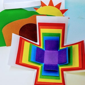 Exploding box svg. Digital download, Rainbow svg, Pop up card for Easter