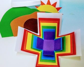 Exploding box svg. Digital download, Rainbow svg, Pop up card for Easter