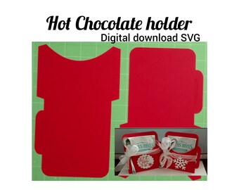 Hot Chocolate holder, Envelope Gift Card, Christmas cocoa mugs SVG