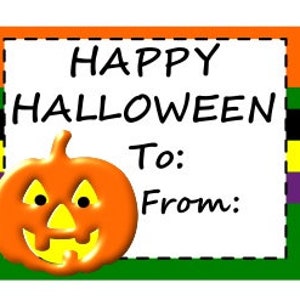 Happy Halloween bag toppers, Stickers, Candy, Pumpkin, Trick or Treat , Labels, favor, Trunk or Treat.