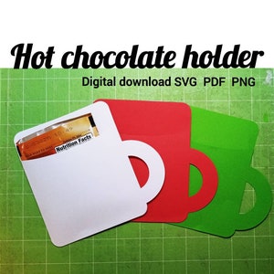 ホットチョコレートホルダー、封筒ギフトカード、クリスマスココアマグカップ SVG PNG PDF