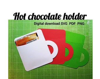 Hot Chocolate holder, Envelope Gift Card, Christmas cocoa mugs SVG PNG PDF