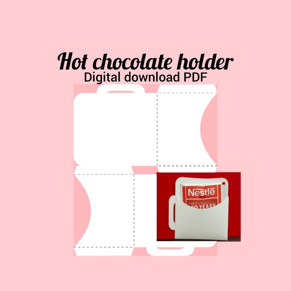 Hot Chocolate holder PDF Envelope Gift Card, Christmas cocoa mugs, teacher gift, secret santa, craft fair