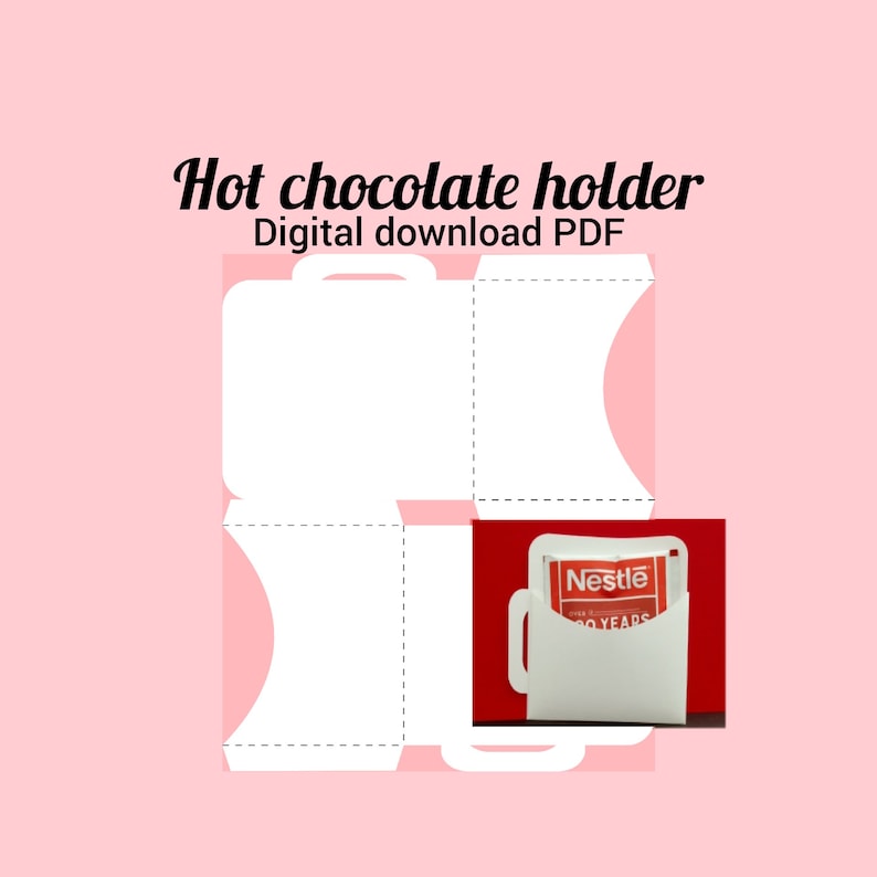 Hot Chocolate holder PDF Envelope Gift Card, Christmas cocoa mugs, teacher gift, secret santa, craft fair image 1