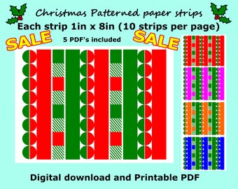 Christmas Patterned Paper Chain Garland, Holiday paper