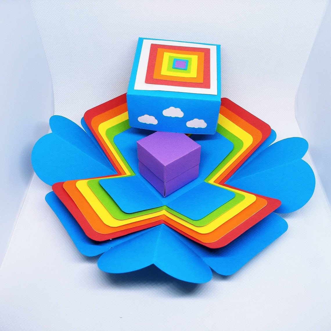 Exploding Box SVG Explosion Heart Rainbow Layered Explosion - Etsy