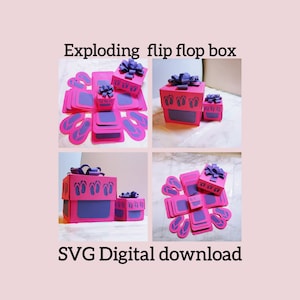 Caixa explosiva SVG, cartão de coração de explosão, chinelos, cartão pop-up, amor, caixa explosiva, caixa de explosão svg, cartão de bolso, SVG, arquivo de corte