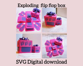 SVG exploding box, explosion heart card, flip flops, pop up card, love, exploding box,explosion box svg, pocket card, SVG, cutting file