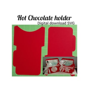Porta-chocolate quente, Envelope Gift Card, Canecas de cacau de Natal SVG PDF
