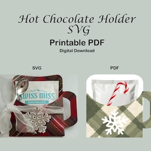Hot Chocolate holder, Envelope Gift Card, Christmas cocoa mugs SVG, teacher gift, secret santa, craft fair, PDF Printable