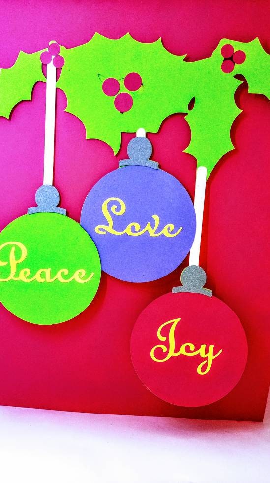 Peace Love Joy hanging ornaments SVG with optional ...