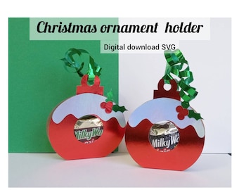 Adorno navideño, adorno de caramelo, soporte para caramelos SVG, Hershey's mini, soporte para piruletas SVG, soporte para Lindt