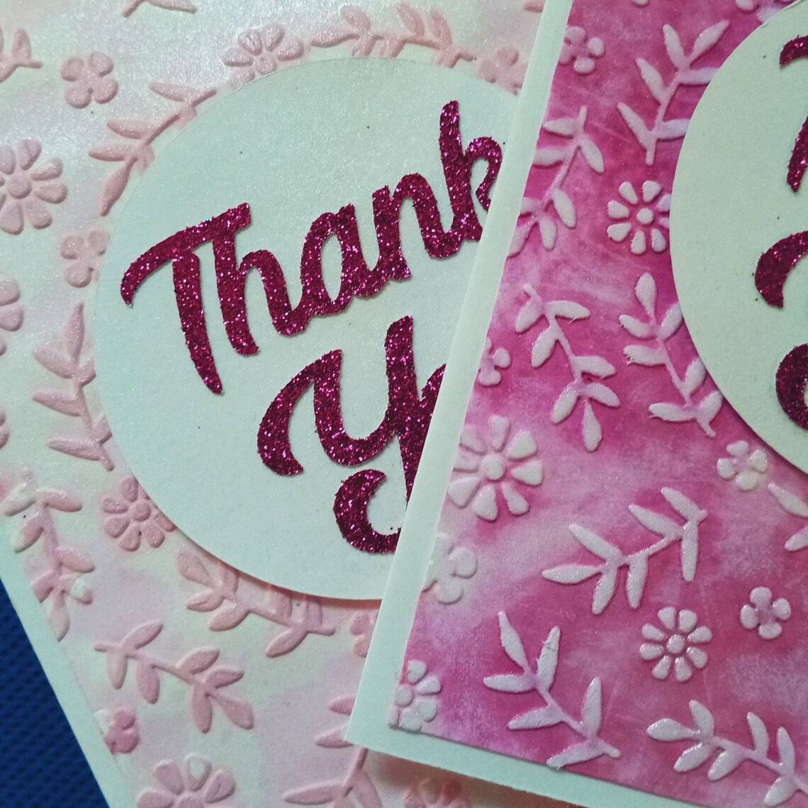 Thank you card. Layered cardstock. Hand embossed. Cut with Etsy