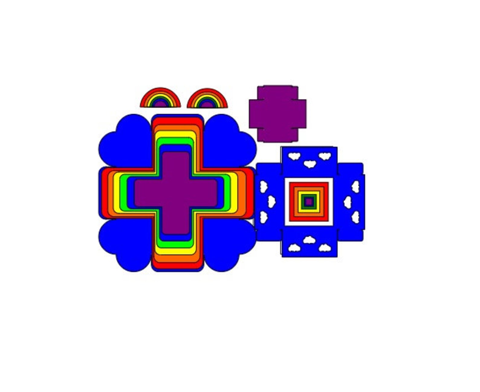 Exploding Box SVG, Explosion Heart, Rainbow Layered, Explosion Box Svg ...