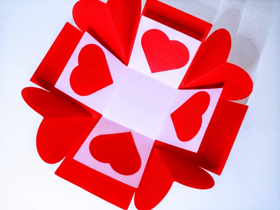 Exploding Box SVG, PDF, Heart Box, Explosion Box Pop up Card. Love ...