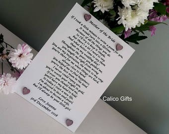 Mother of the bride gift from the bride to my mum on my wedding day mother of the bride poem love from your little girl wedding gift