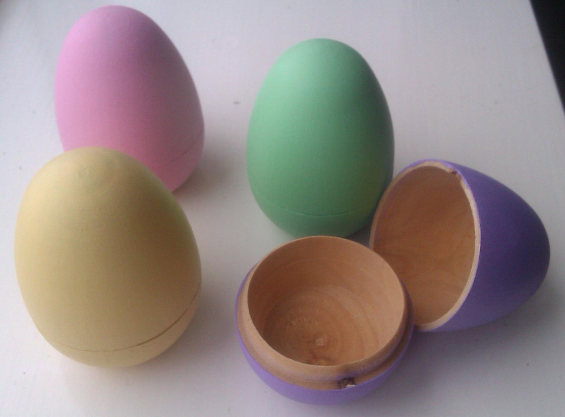 Hollow wooden easter eggs two part eggs personalised easter Etsy
