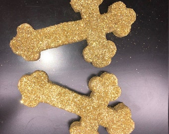 Styrofoam Cut Glittered Crosses/ Set of 2 - Communion centerpiece making