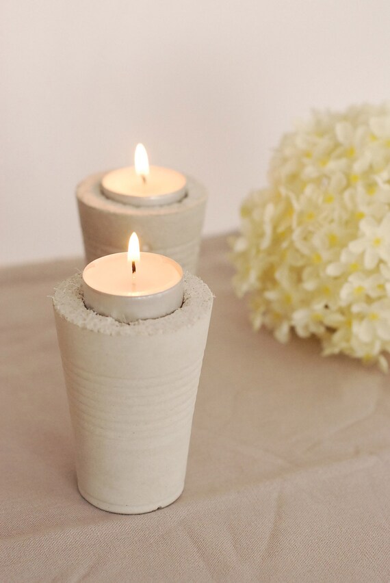 Items similar to Contemporary set of 2 tealight candle holders made out