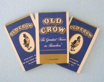 Set of 3 Vintage OLD CROW Bourbon Liquor Lipstick Kleenex Wipes ~ Bar Give-A-Way Advertisement ~ Pocket Purse Blotter