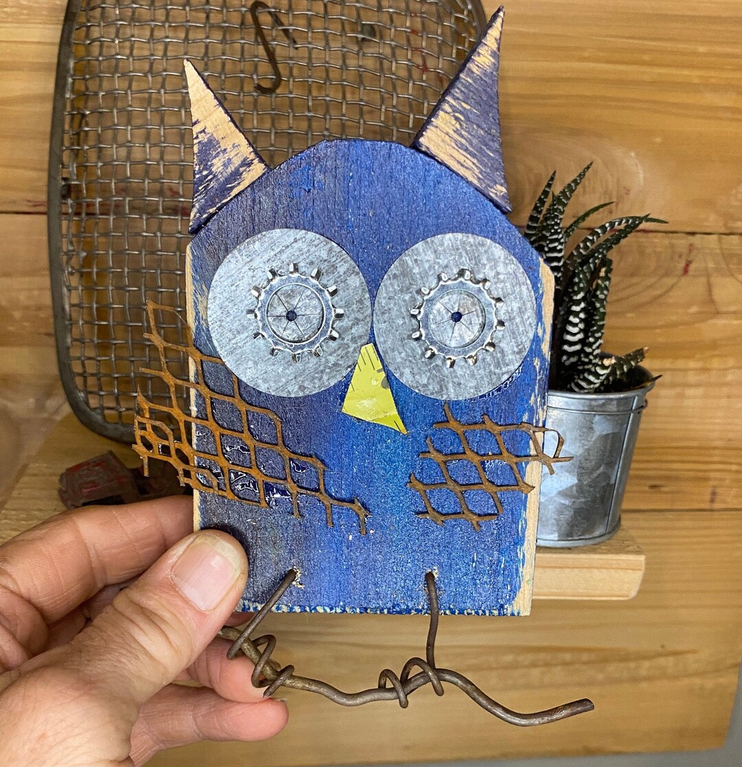 Rustic Owl Rustic Owl Sculpture | Small Reclaimed Wood Owl | Whimsical Desk Decor ...