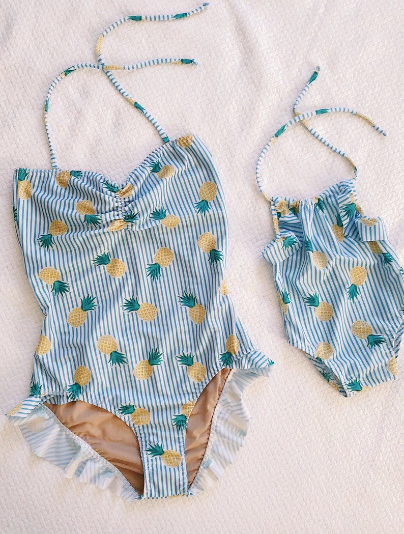 matching pineapple bathing suits