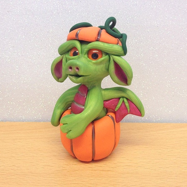 Halloween, Polymer Clay Dragon Collectible Sculpture - Elijah