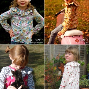 Ruffle collar BLOUSE pattern girls long sleeve shirt patterns pdf sizes from 2T to 7 years image 3