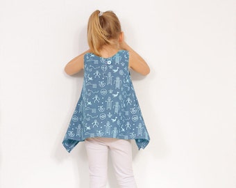 Retro SHIRT pattern - pdf toddler sewing tutorial - 2 to 9 years