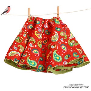 Girls skirt pattern pdf - reversible skirt ebook tutorial - sizes 6m to 9 years