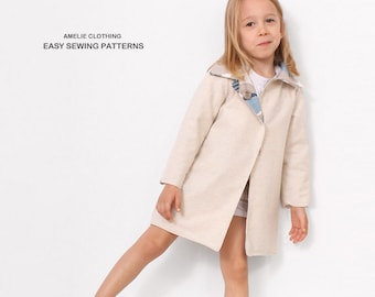 Autumn COAT pattern sewing -  Reversible jacket sewing pattern - sizes from 2T to 7 years