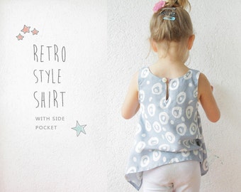 Retro SHIRT pattern - pdf toddler sewing tutorial - 2 to 9 years