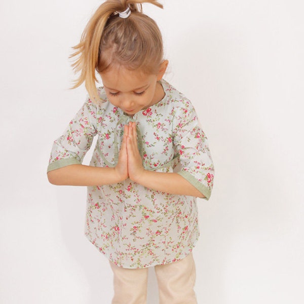 Floral girls TUNIC pattern pdf - easy children sewing patterns - sizes from 3 to 8 years