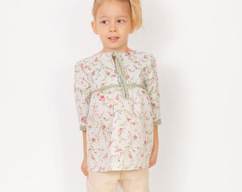 Floral toddler TUNIC pattern pdf - easy children sewing patterns - sizes from 3 to 8 years