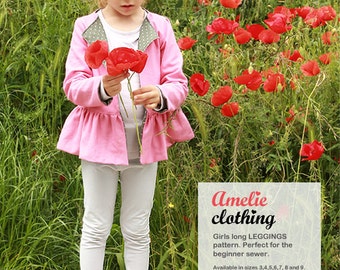 Girls LEGGINGS pattern - toddler tights sewing pattern - EASY - from 3 to 9 years