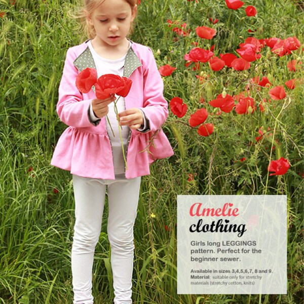 Patrón LEGGINGS niña - patrón de costura medias para niña - FÁCIL - de 3 a 9 años