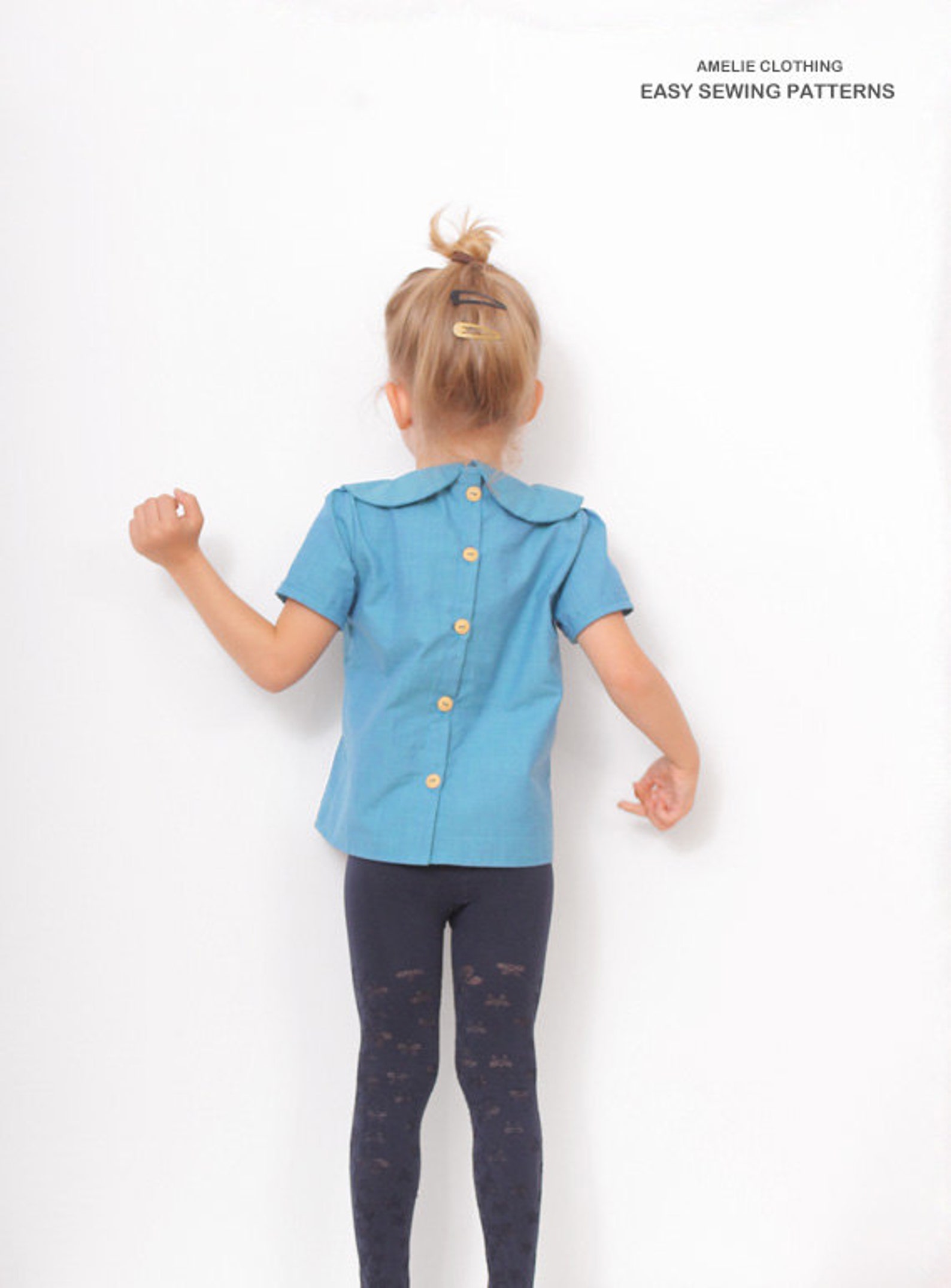 Blue BLOUSE Pdf Pattern Peter Pan Collar Blouse Sewing Etsy