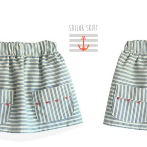 Sailor skirt pattern - girls toddler sewing pdf skirt pattern - 6 months to 9 years