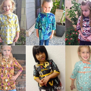 Floral girls TUNIC pattern pdf easy children sewing patterns sizes from 3 to 8 years image 3