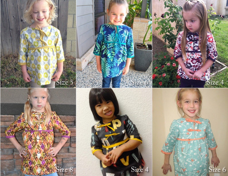 Floral girls TUNIC pattern pdf easy children sewing patterns sizes from 3 to 8 years image 3