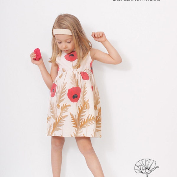 Poppy toddler DRESS pattern - easy children sewing patterns - 3 to 8 years
