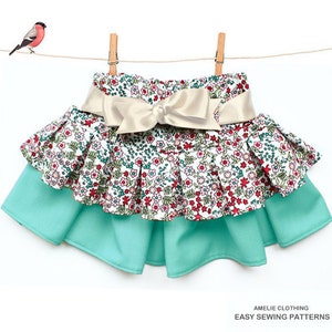 Girls Twirl skirt pattern - ONE skirt THREE styles - sizes 1 to 8 years