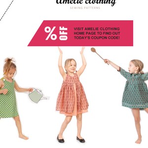 Siiri DRESS Girls vintage inspired dress pattern Instant download PDF A line shape image 4