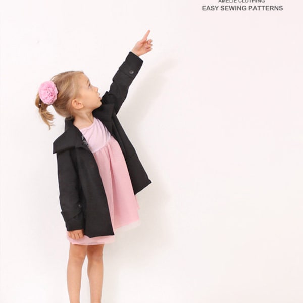 Patron MANTEAU petites filles - patrons de couture enfants pdf - tailles 3T, 4, 5, 6, 7 et 8 ans