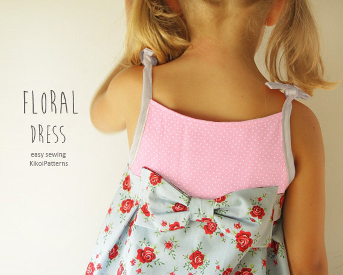 Floral Girls DRESS Pattern With Big Bow - Children PDF Sewing Pattern ...
