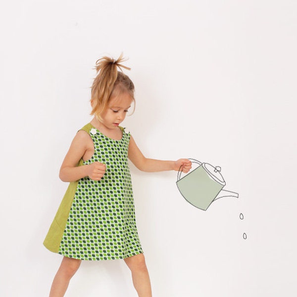 Reversible A line DRESS pattern - girls dress patterns pdf - sizes from 2 to 8 years