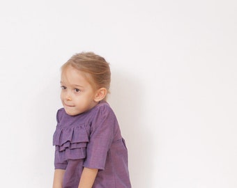 Lilly ruffle BLOUSE pattern - girls tunic patterns - children sewing patterns - sizes from 3 to 8 years