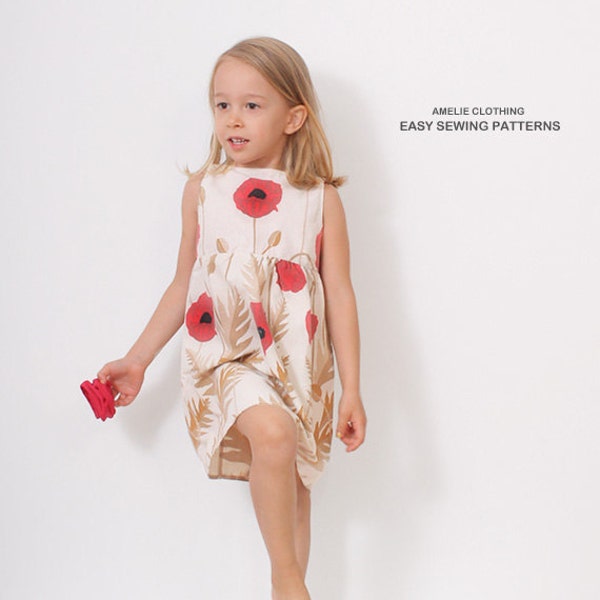 Patron ROBE coquelicot - style vintage - patron de couture pdf pour filles - 3 à 8 ans