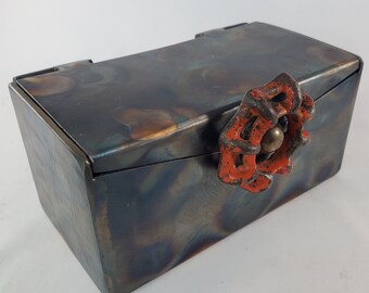 Metal Keepsake Box - Gift Box - Jewelry Box, 3.5" Tall 6" Wide, Vintage Faucet Handle